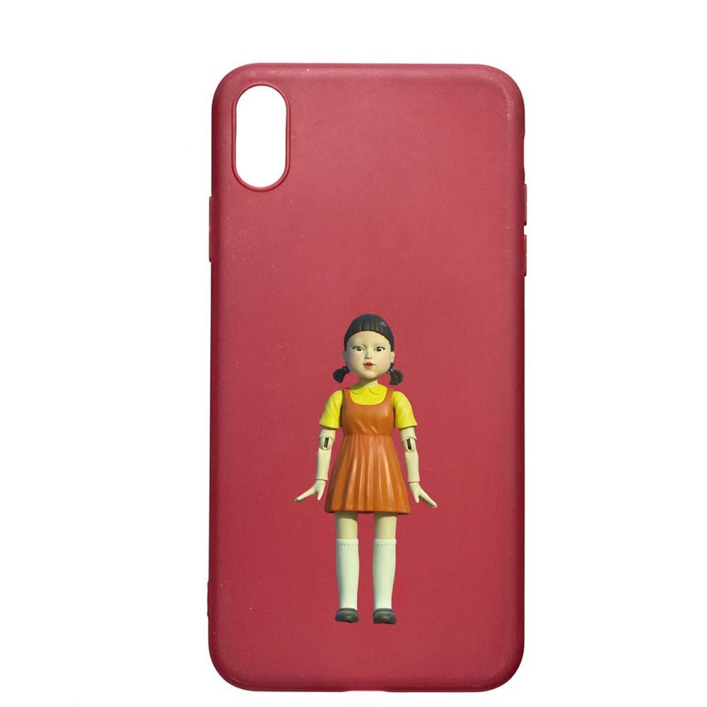 Husa Silicon Compatibila cu Apple iPhone XS Max, Squid Game - Doll Girl, rezistenta la uzura, anti-alunecare, Pomegranate, PG851