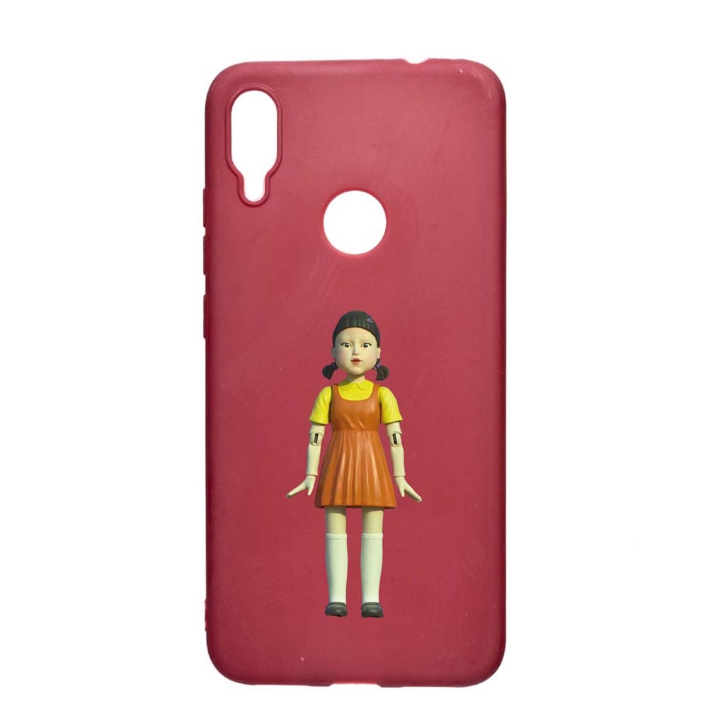 Husa Silicon Compatibila cu Xiaomi Redmi Note 7, Squid Game - Doll Girl, rezistenta la uzura, anti-alunecare, Pomegranate, PG851