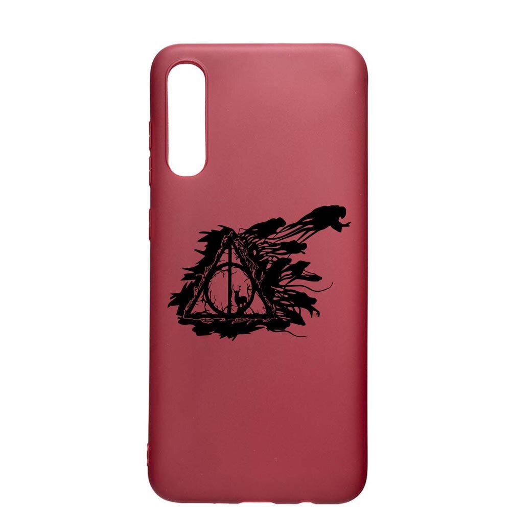 Husa Silicon Compatibila cu Samsung Galaxy A70, Deathly Hallows - Harry Potter, rezistenta la uzura, anti-alunecare, Pomegranate, PG854