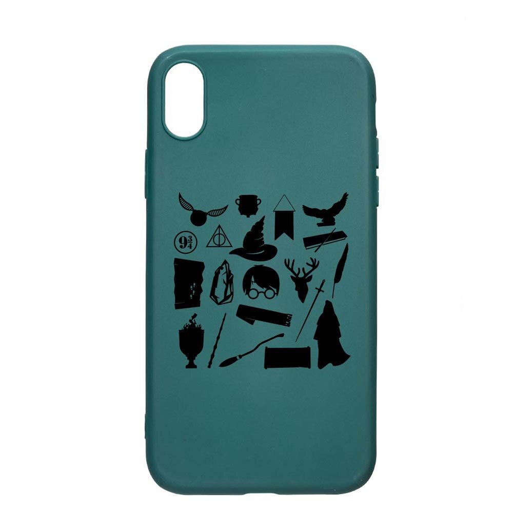 Husa Silicon Compatibila cu Xiaomi Redmi 9A, Harry Potter Symbols, rezistenta la uzura, anti-alunecare, ForestGreen, FG866