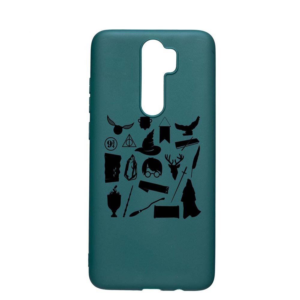 Husa Silicon Compatibila cu Xiaomi Redmi Note 8 Pro, Harry Potter Symbols, rezistenta la uzura, anti-alunecare, ForestGreen, FG866