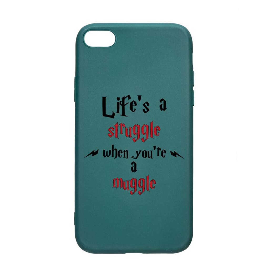 Husa Silicon Compatibila cu Apple iPhone SE 2 / iPhone 8 / iPhone 7, Life Is A Struggle, rezistenta la uzura, anti-alunecare, ForestGreen, FG857