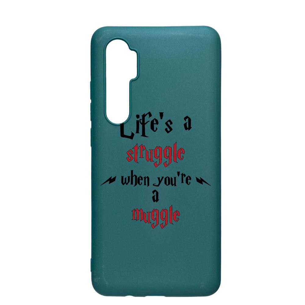 Husa Silicon Compatibila cu Xiaomi Mi Note 10 Lite, Life Is A Struggle, rezistenta la uzura, anti-alunecare, ForestGreen, FG857