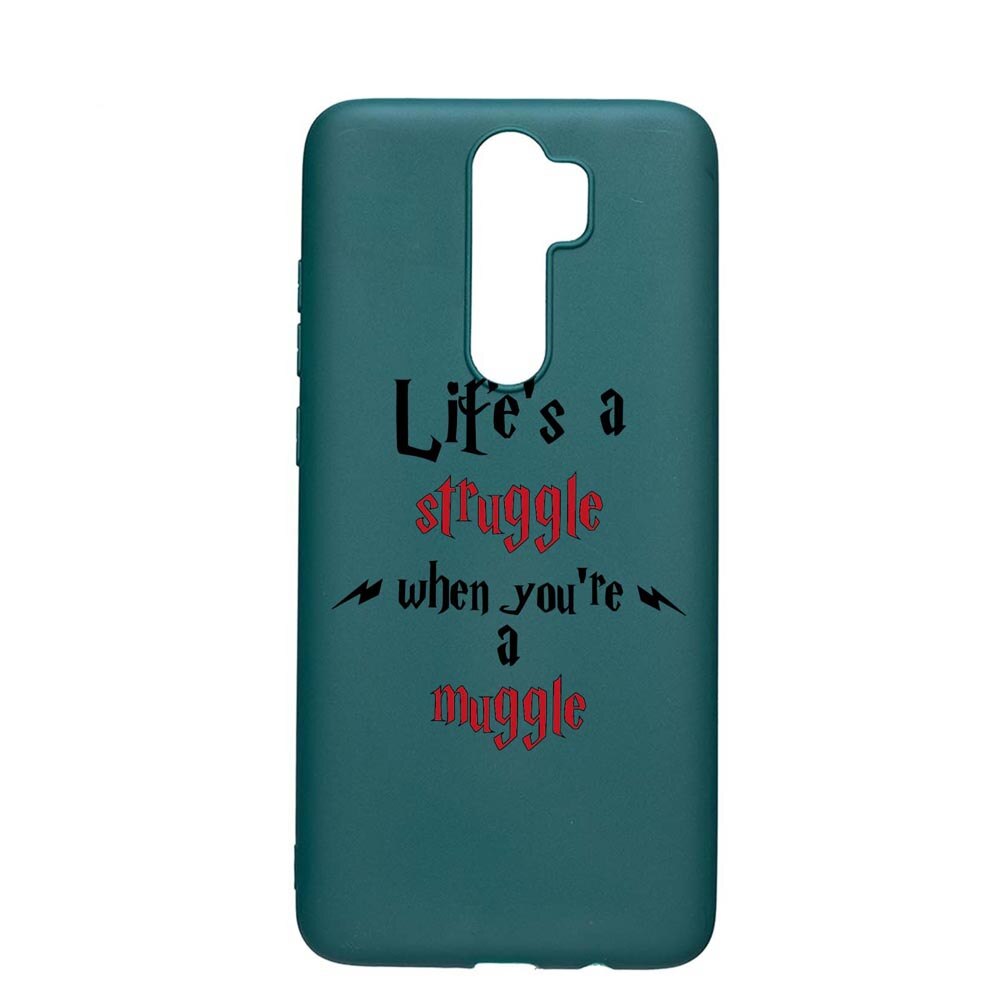 Husa Silicon Compatibila cu Xiaomi Redmi Note 8 Pro, Life Is A Struggle, rezistenta la uzura, anti-alunecare, ForestGreen, FG857