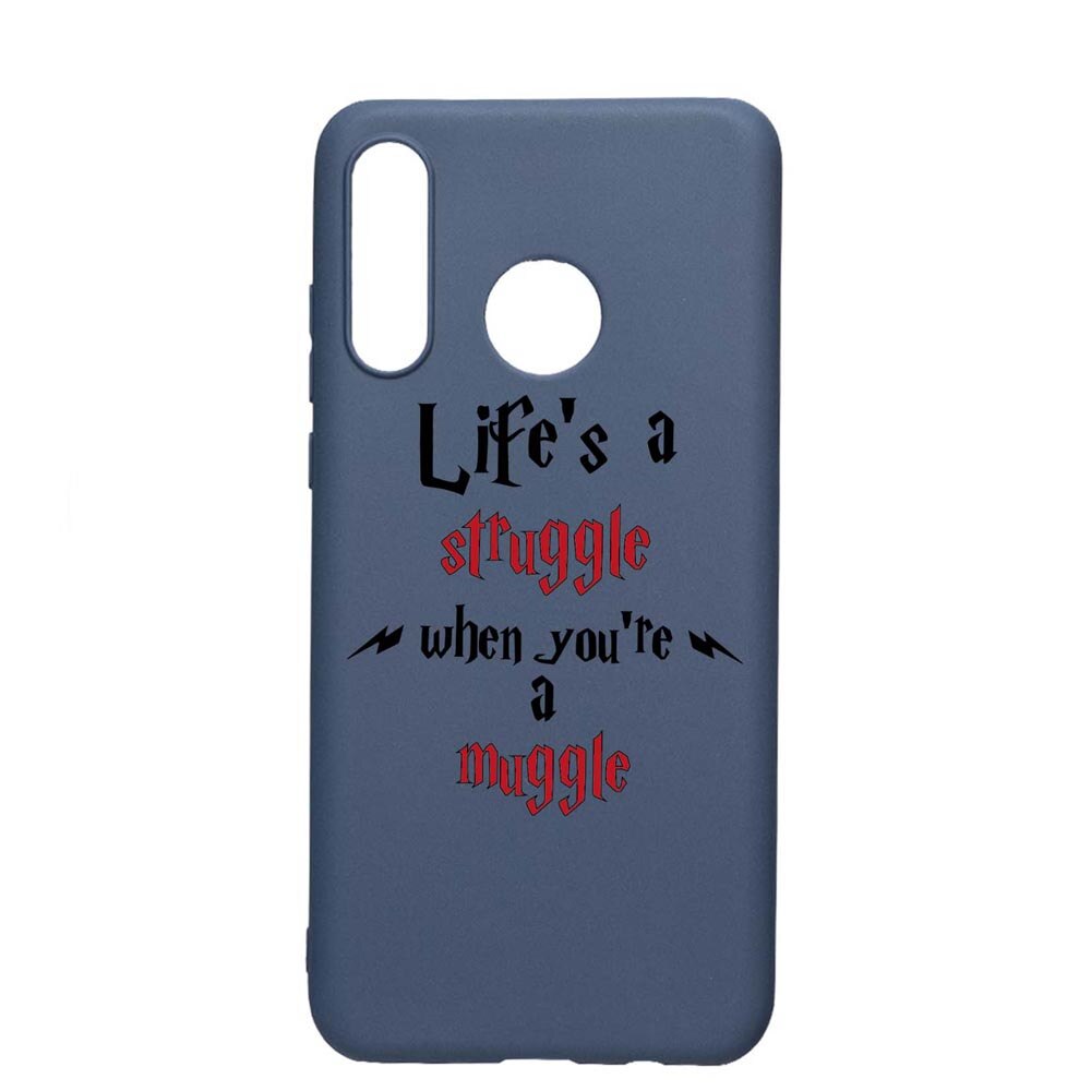 Husa Silicon Compatibila Cu Huawei P30 Lite, Life Is A Struggle, rezistenta la uzura, anti-alunecare, AlaskanBlue, AB857