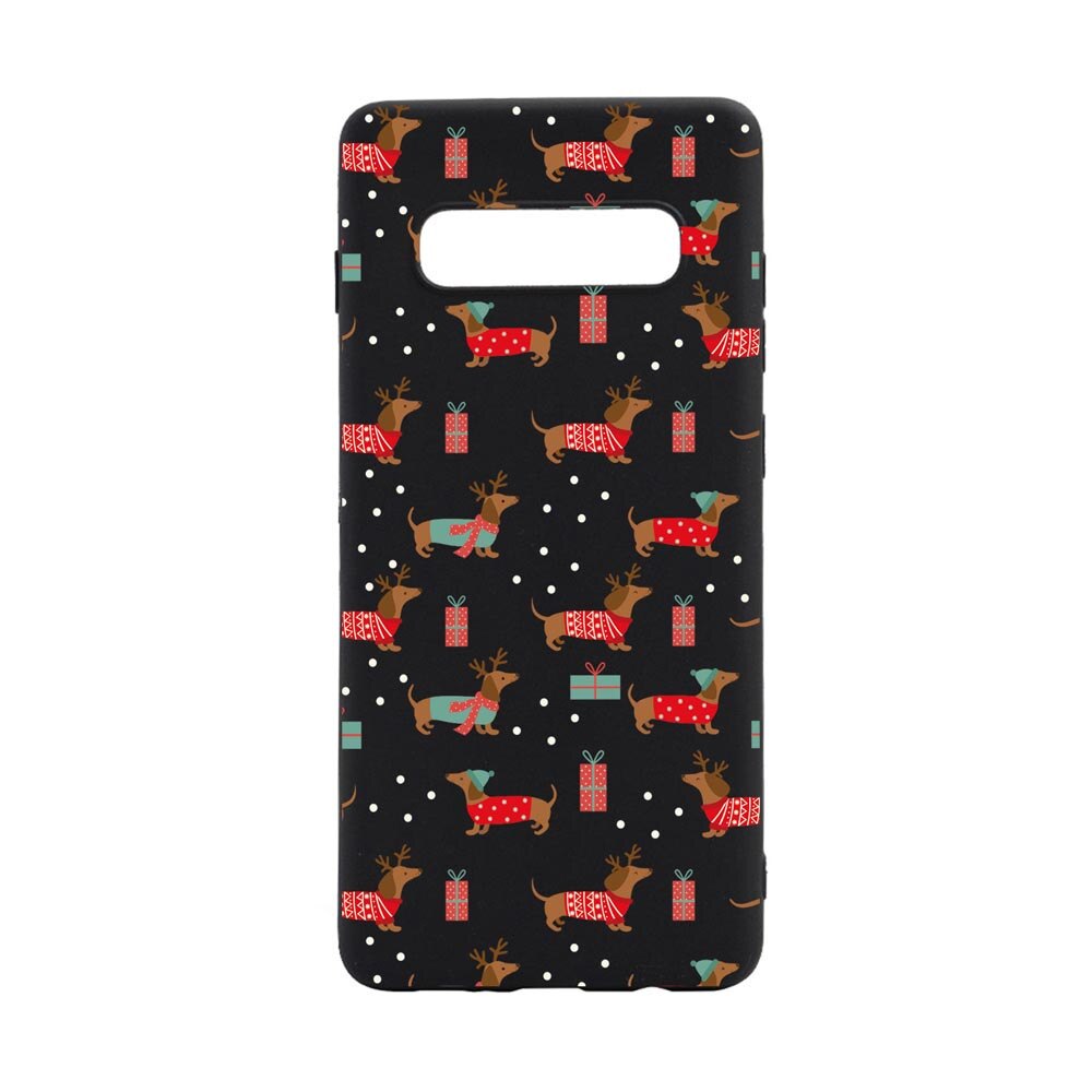 Husa Silicon Compatibila Cu Samsung Galaxy S10, Dachshund Christmas, rezistenta la uzura, anti-alunecare, B871