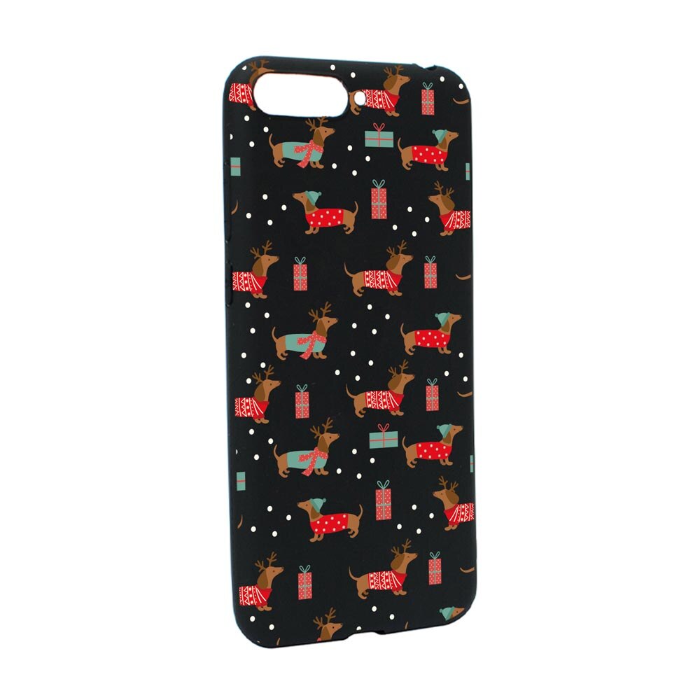 Husa Silicon Compatibila Cu Huawei Y6 2018 / Y6 Prime 2018, Dachshund Christmas, rezistenta la uzura, anti-alunecare, B871