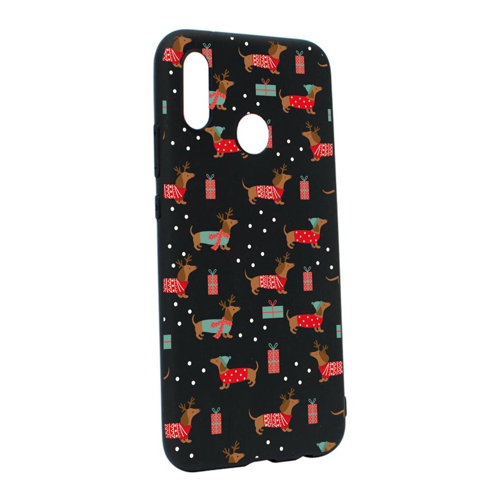 Husa Silicon Compatibila Cu Huawei P20 Lite, Dachshund Christmas, rezistenta la uzura, anti-alunecare, B871
