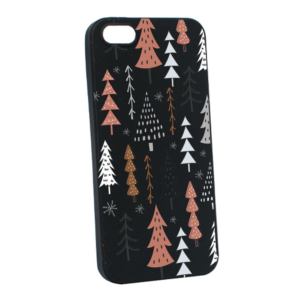 Husa Silicon Compatibila Cu Apple iPhone SE / 5S / 5, Hand Drawn Christmas Tree, rezistenta la uzura, anti-alunecare, B875