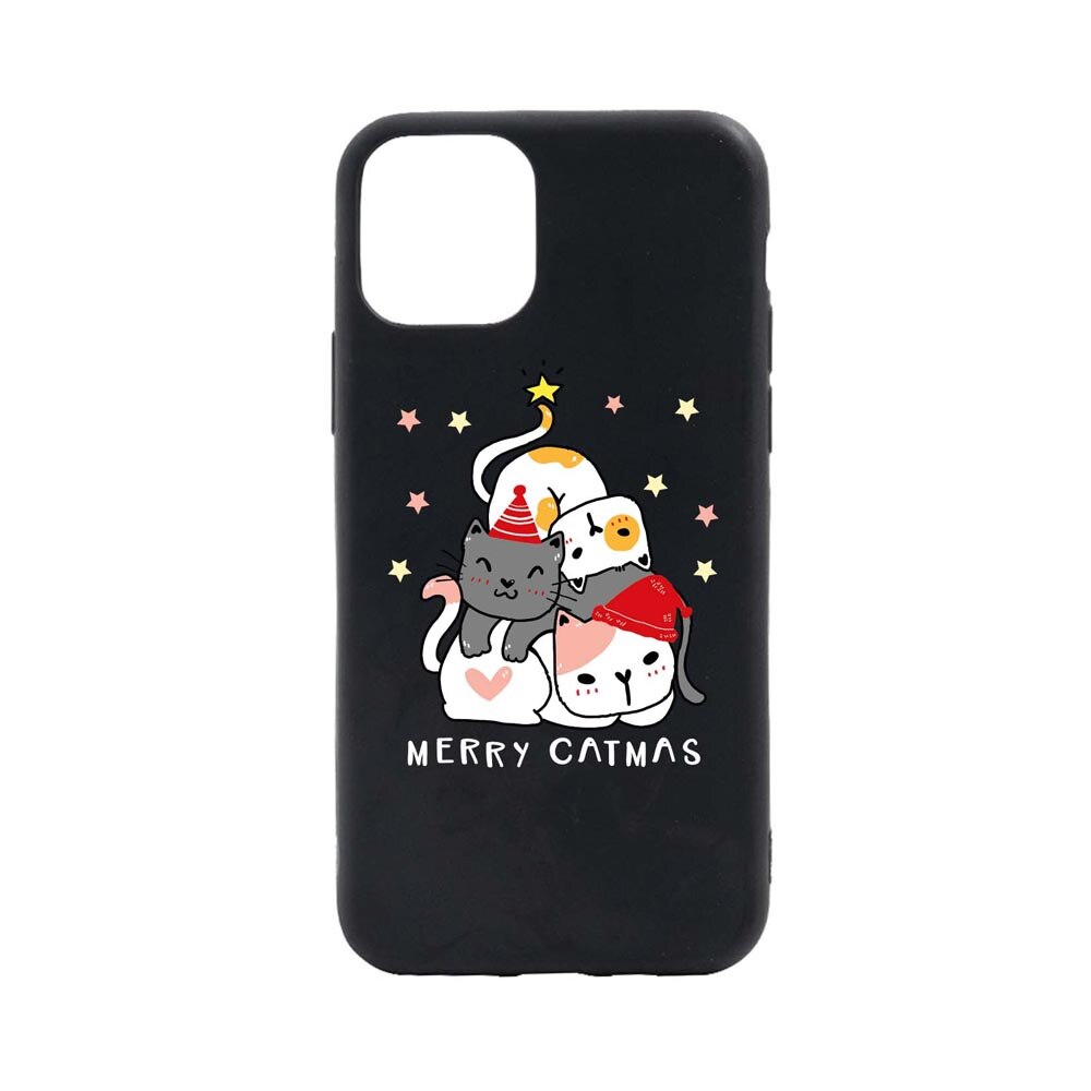 Husa Silicon Compatibila Cu Apple iPhone 11 Pro, Merry Catmas, rezistenta la uzura, anti-alunecare, B878