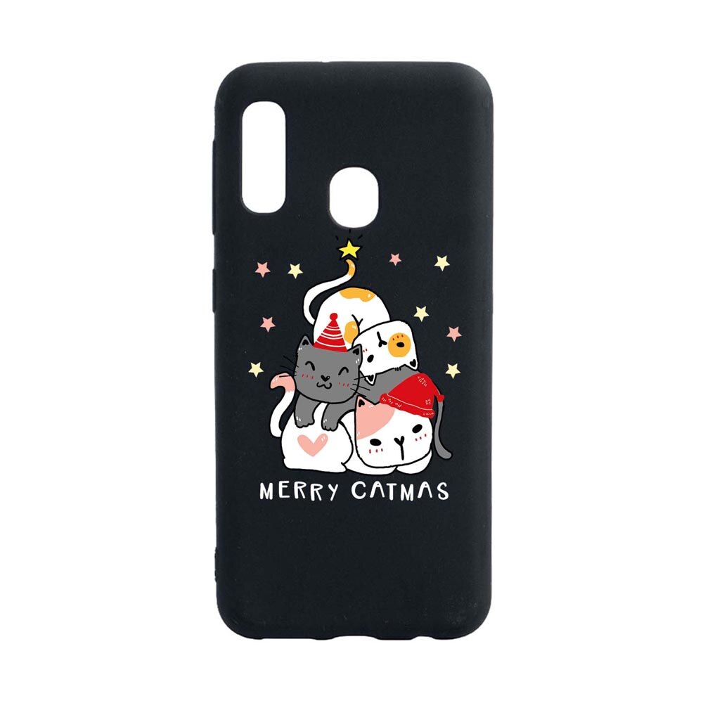 Husa Silicon Compatibila Cu Samsung Galaxy A20E, Merry Catmas, rezistenta la uzura, anti-alunecare, B878