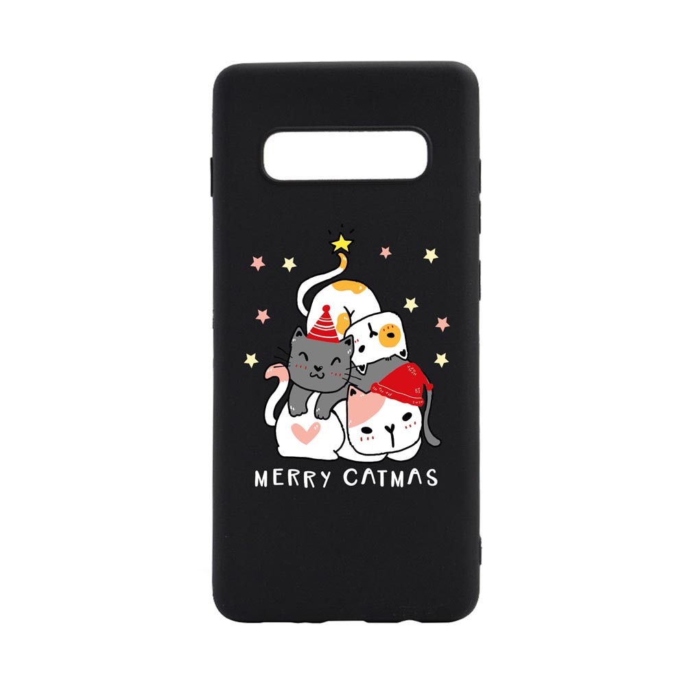Husa Silicon Compatibila Cu Samsung Galaxy S10 Plus, Merry Catmas, rezistenta la uzura, anti-alunecare, B878