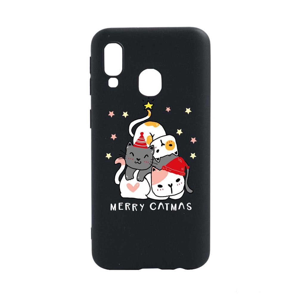 Husa Silicon Compatibila Cu Samsung Galaxy A40, Merry Catmas, rezistenta la uzura, anti-alunecare, B878