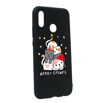 Husa Silicon Compatibila Cu Huawei P20 Lite, Merry Catmas, rezistenta la uzura, anti-alunecare, B878 Husa Silicon Compatibila Cu Huawei P20 Lite, Merry Catmas, rezistenta la uzura, anti-alunecare, B878
