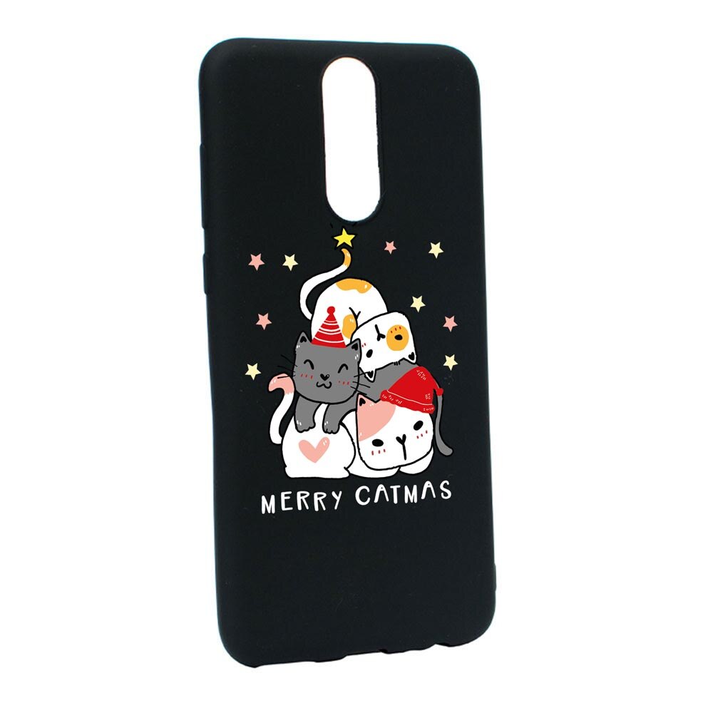 Husa Silicon Compatibila Cu Huawei Mate 10 Lite, Merry Catmas, rezistenta la uzura, anti-alunecare, B878