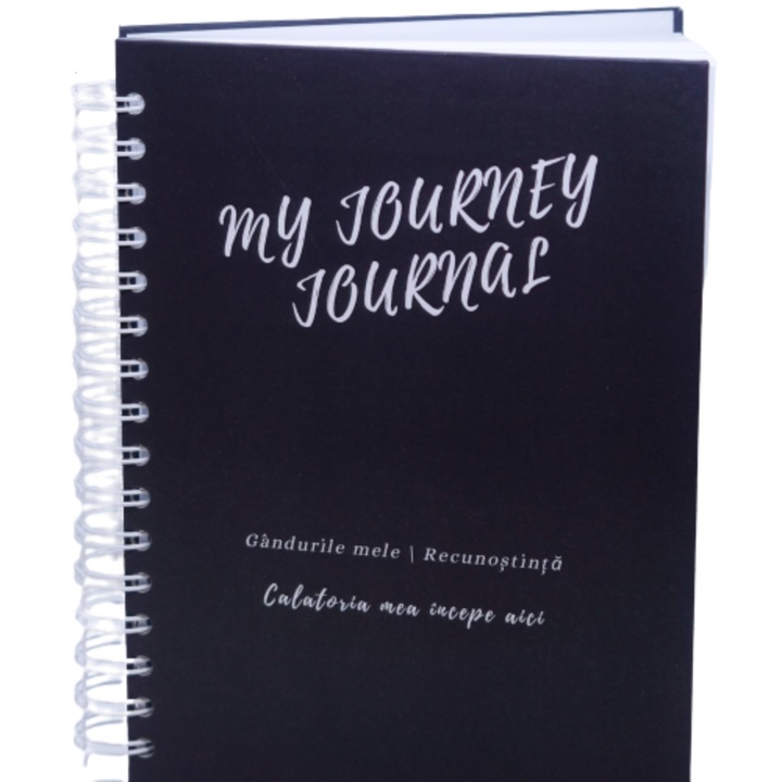 Jurnal personalizat My Journey Journal, A5, 180 file, coperta carton, gri