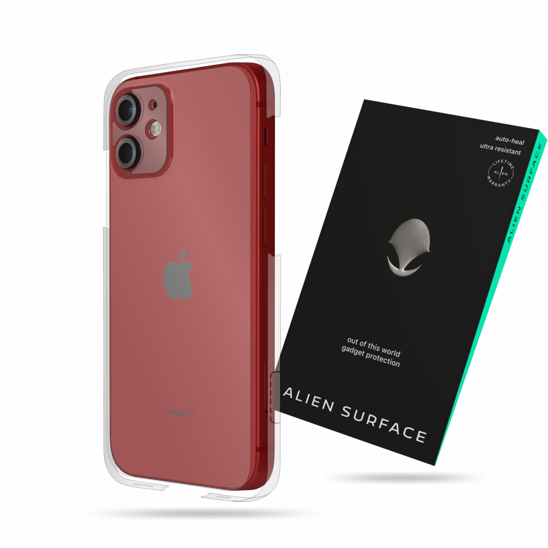 Folie Alien Surface, compatibil cu Apple iPhone 12 Mini, protectie spate cu laterale separate, camera