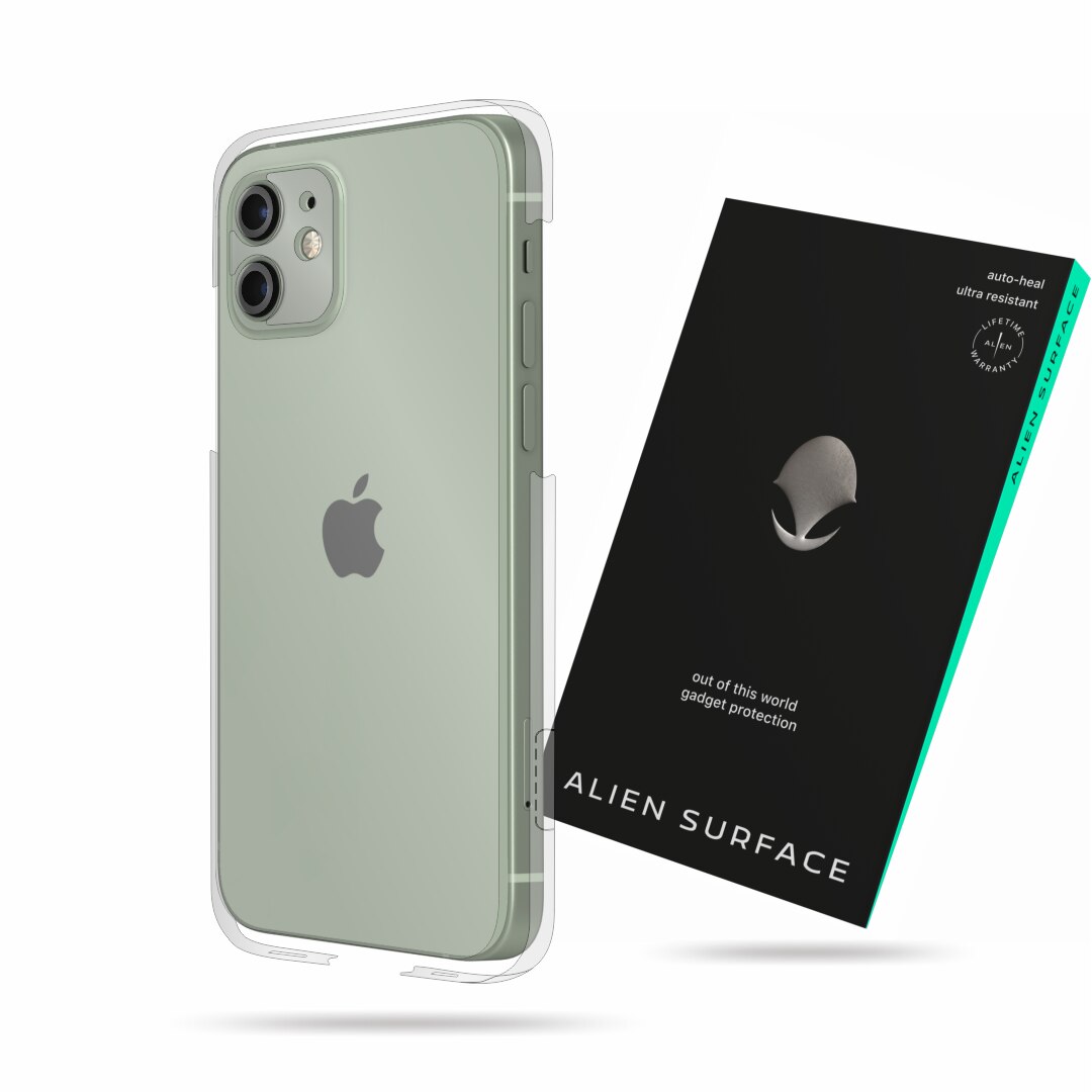 Folie Alien Surface, compatibil cu Apple iPhone 12, protectie spate cu laterale separate, camera