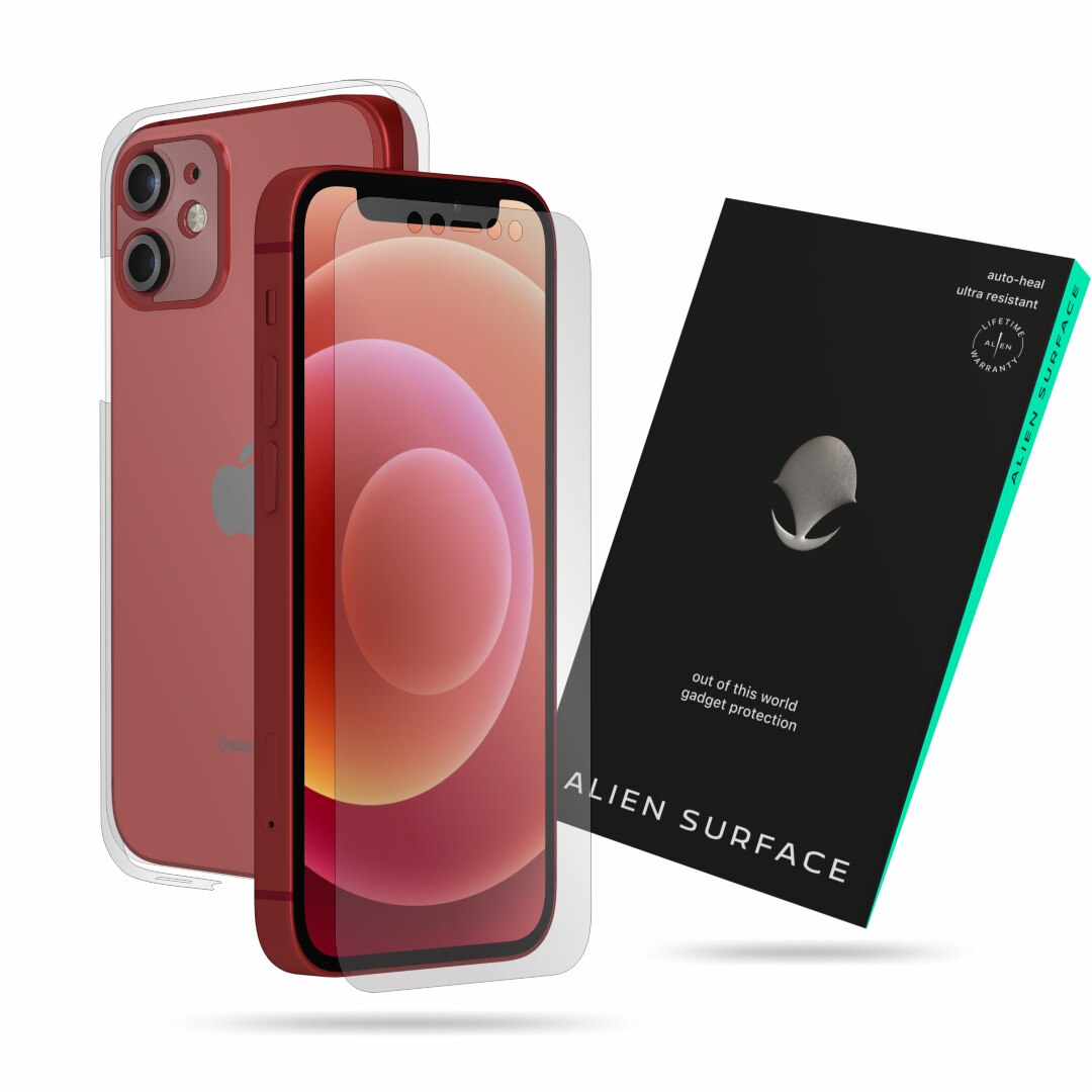 Folie Alien Surface, compatibil cu Apple iPhone 12 Mini, protectie ecran, spate cu laterale separate, camera