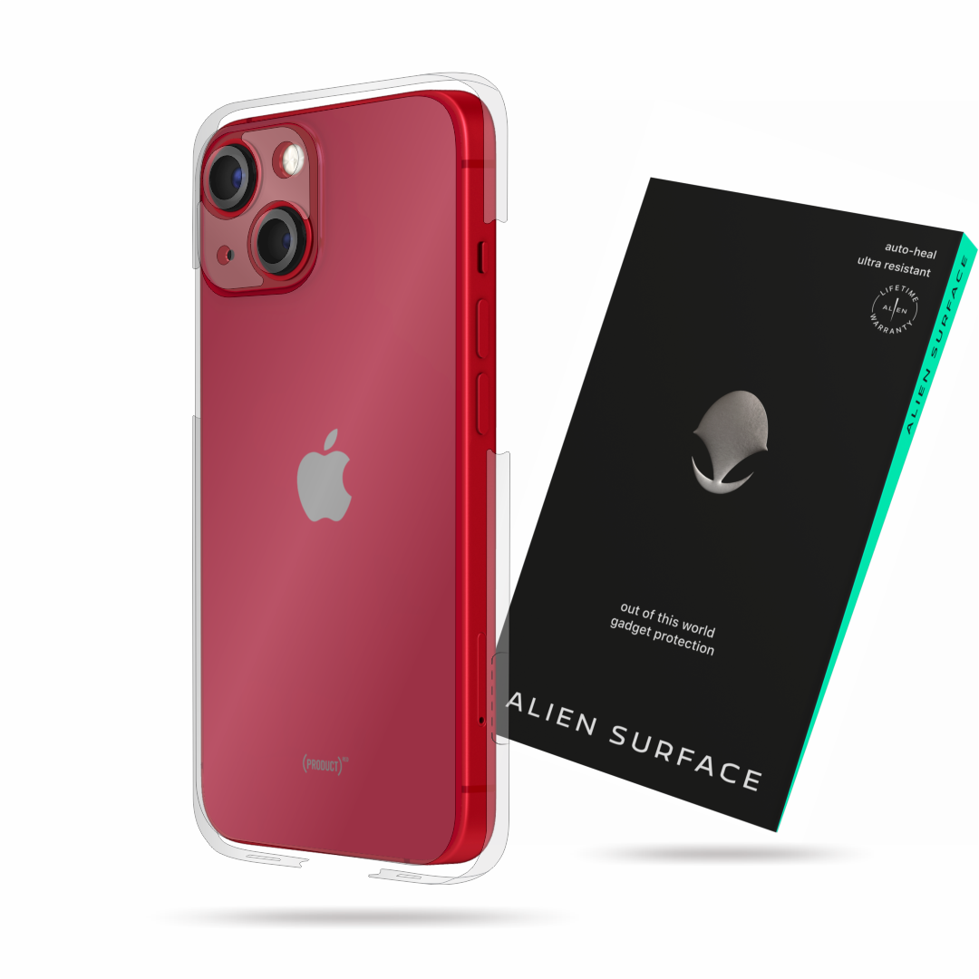 Folie Alien Surface, compatibil cu Apple iPhone 13 Mini, protectie spate cu laterale separate, camera