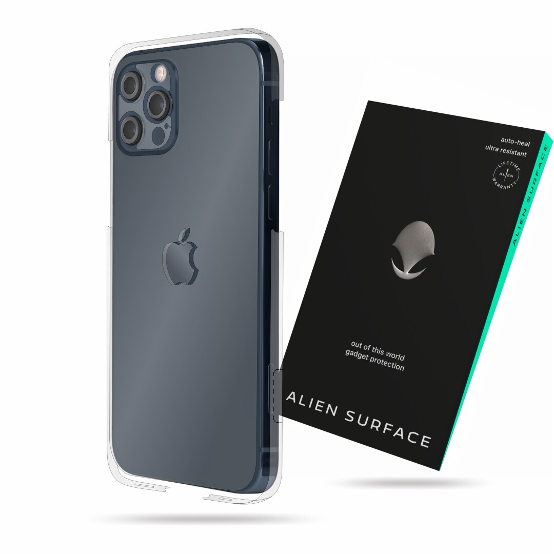 Folie Alien Surface, compatibil cu Apple iPhone 12 Pro, protectie spate mat, laterale si camera lucios