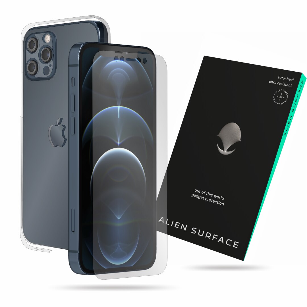 Folie Alien Surface, compatibil cu Apple iPhone 12 Pro, protectie ecran, laterale si camera lucios, spate mat