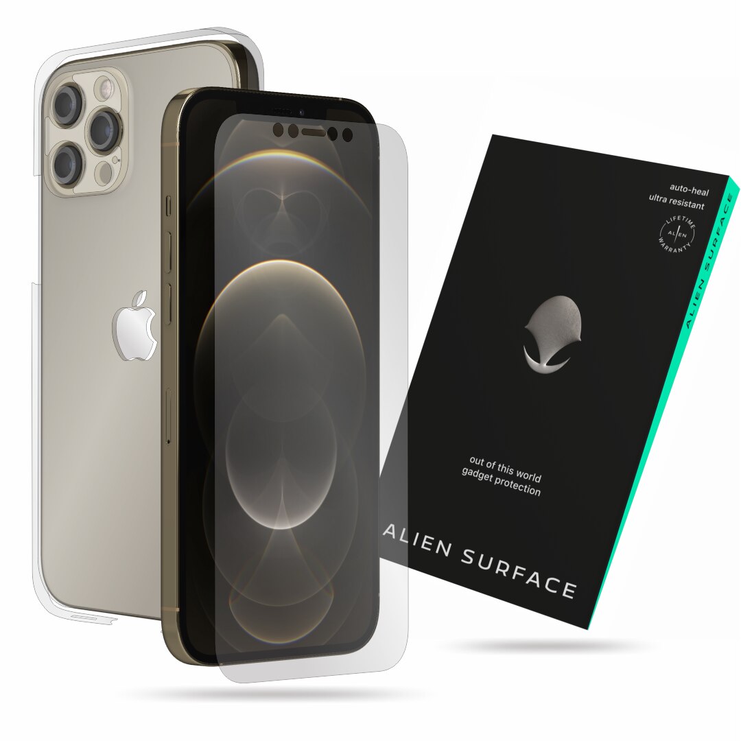 Folie Alien Surface, compatibil cu Apple iPhone 12 Pro Max, protectie ecran, laterale si camera lucios, spate mat