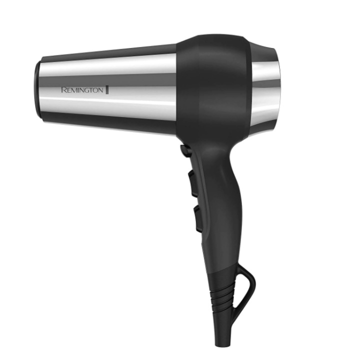Uscator de Par Remington, Ionic, 2000W, Grila Ceramica, Concentrator si Difuzor, 3 Setari Temperatura, 2 Setari Viteza, Modern, Gri/Negru