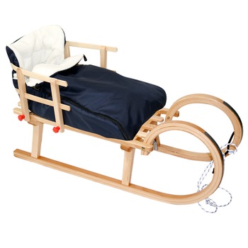 Sanie din lemn cu spatar si sac polar detasabile Tatry 2 - Bleumarin/Natur Sanie din lemn cu spatar si sac polar detasabile Tatry 2 - Bleumarin/Natur