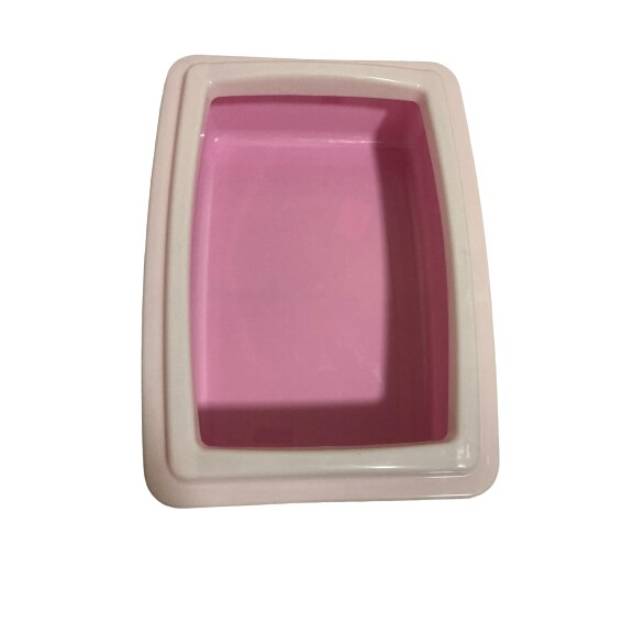 Litiera cu rama Miau Miau roz cu rama alba 37x24x10