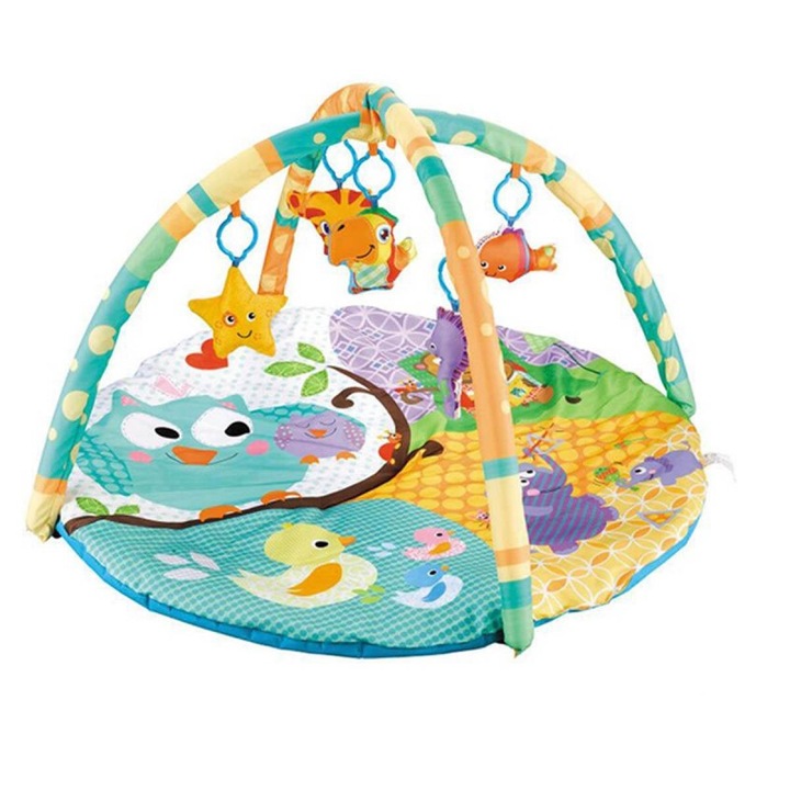 Centru de activitati interactiv de joaca pentru bebelusi si copii, SOLTOY® Happy Space, cu 5 jucarii detasabile