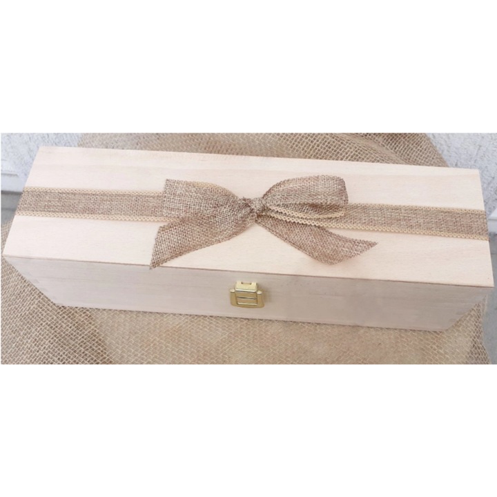 Cutie pentru sticla de vin cadou pentru vanator, Lemn, 11x40x11 cm