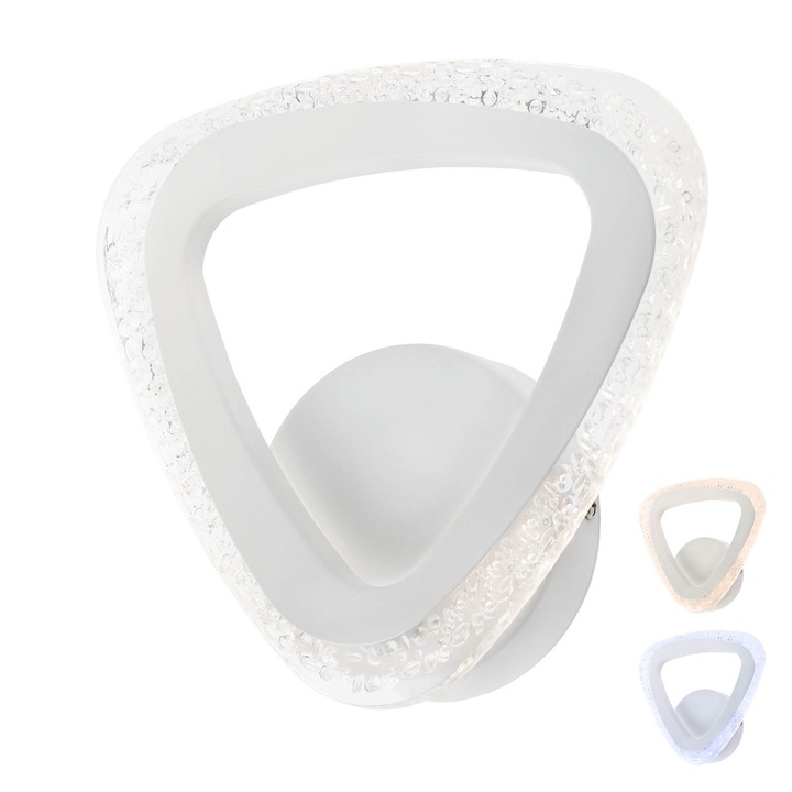 LED Стенна Лампа DacEnergy, Метална Конструкция, Прозрачен Акрилен Разсейвател С Ефект На Въздушни Балончета, 12W, Бяла