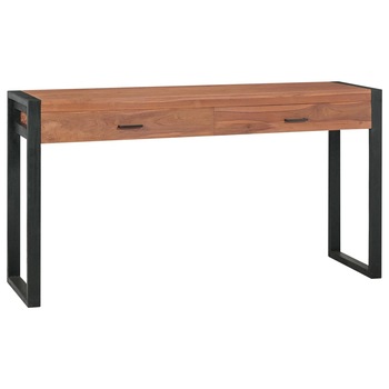 Birou studiu cu 2 sertare, vidaXL, Lemn de tec reciclat, 140 x 40 x 75 cm, Maro Birou studiu cu 2 sertare, vidaXL, Lemn de tec reciclat, 140 x 40 x 75 cm, Maro