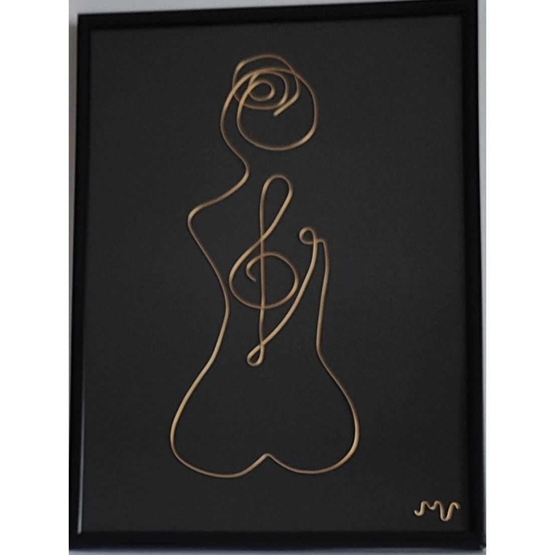 Tablou femeie nud melomana din sarma placata cu aur 21x30cm, Lady 2218
