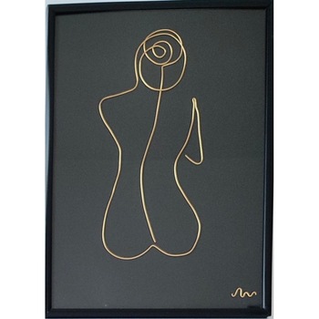 Tablou femeie nud din sarma placata cu aur, 21x30cm, Lady 2216 Tablou femeie nud din sarma placata cu aur, 21x30cm, Lady 2216