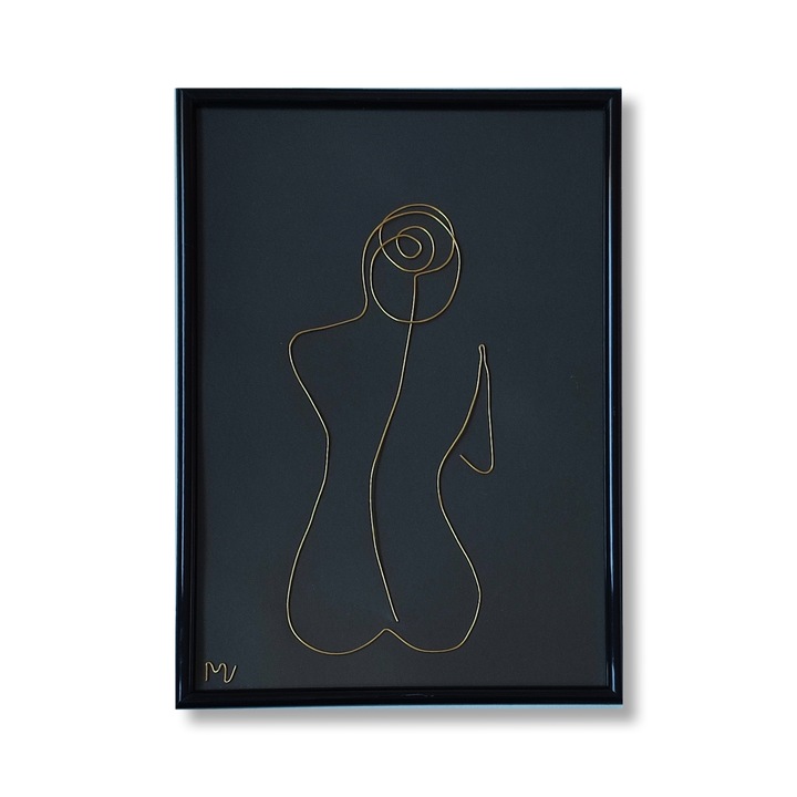 Tablou femeie nud din sarma placata cu aur, 21x30cm, Lady 2216