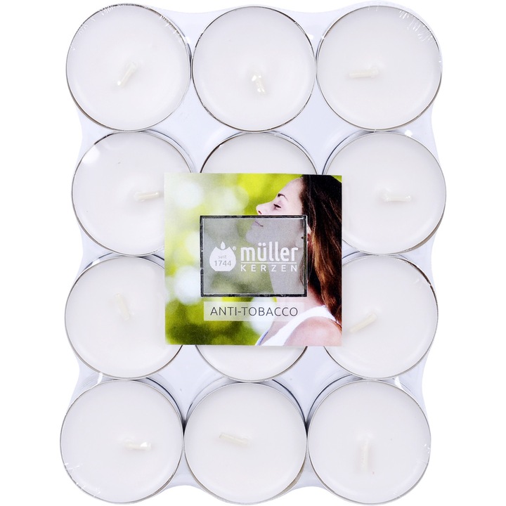 Készlet 24 illatos teamécses antitabacco