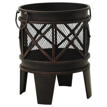 Vatra de foc rustica, cu vatrai, Φ42x54 cm, otel 313637 Vatra de foc rustica, cu vatrai, Φ42x54 cm, otel 313637