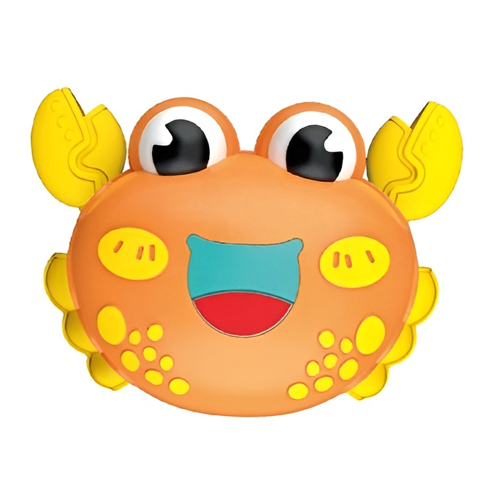 Jucarie tip Apasa si merge, Forma crab, Portocaliu, 11x8x5 cm