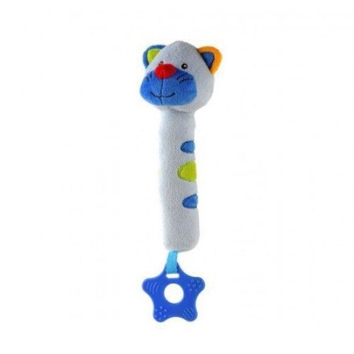 Jucarie chitaitoare cu inel gingival pentru bebelusi-BabyOno 1303 Pisica, Multicolor