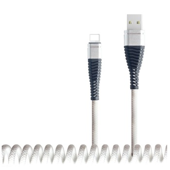 Cablu de incarcare spiralat Type-C, lungime 1.2 metri, Alb Cablu de incarcare spiralat Type-C, lungime 1.2 metri, Alb