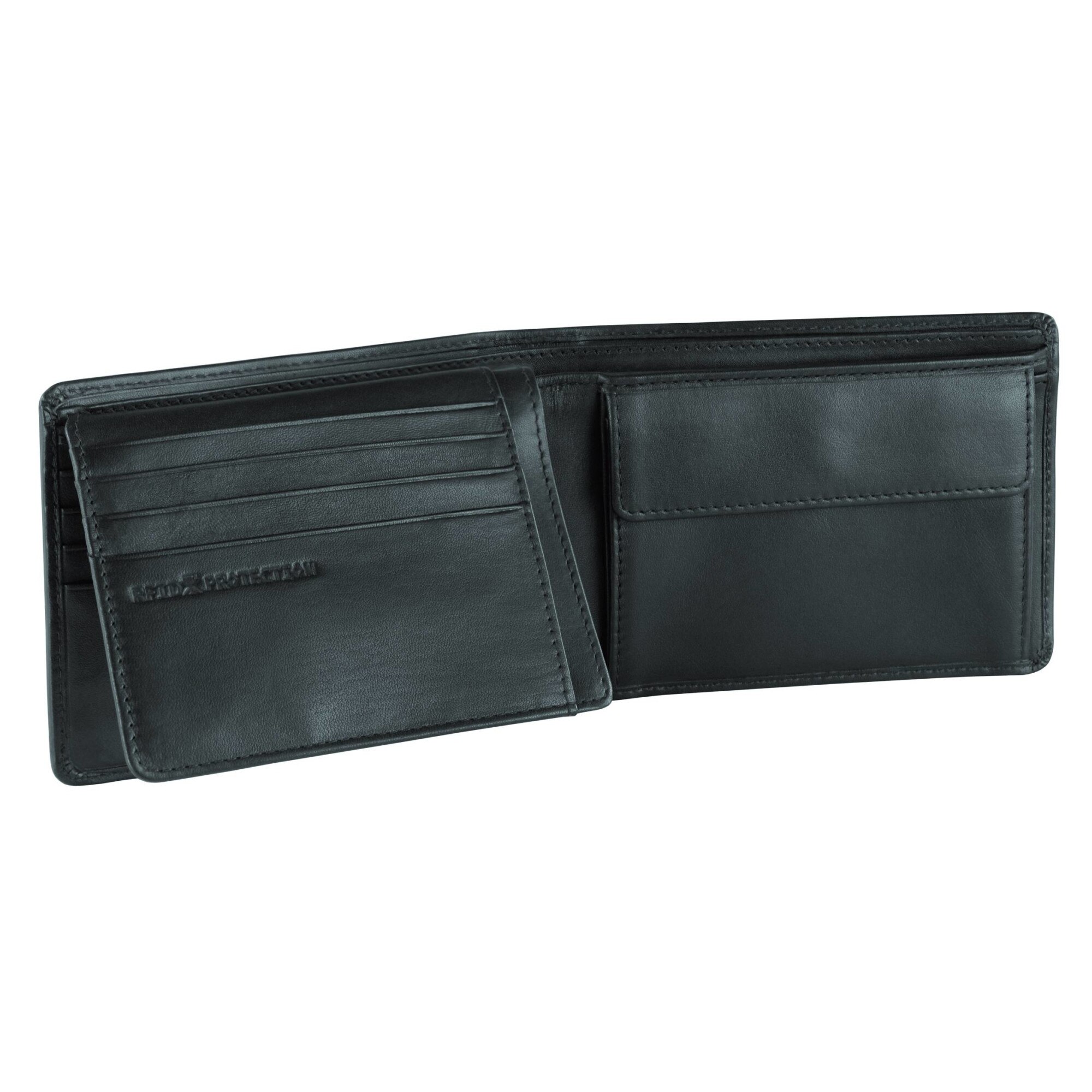 Portofel BUGATTI, Primo RFID, piele neagra, compartimente multiple, buzunar monede, protectia datelor RFID