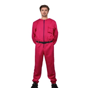 Costum pentru adulti, Jocul Calamarului, marimea M, rosu, centura inclusa Costum pentru adulti, Jocul Calamarului, marimea M, rosu, centura inclusa