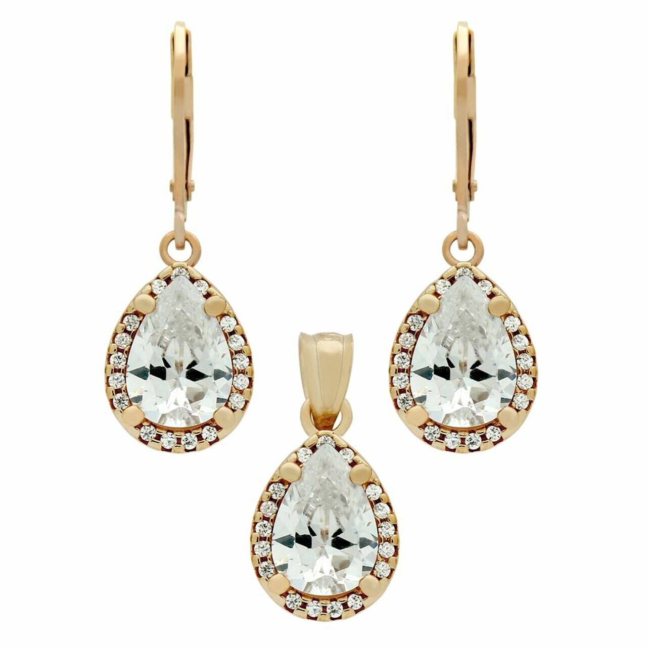 Set argint cu Zirconiu, BeSpecial, SSX0067, placat cu aur roz