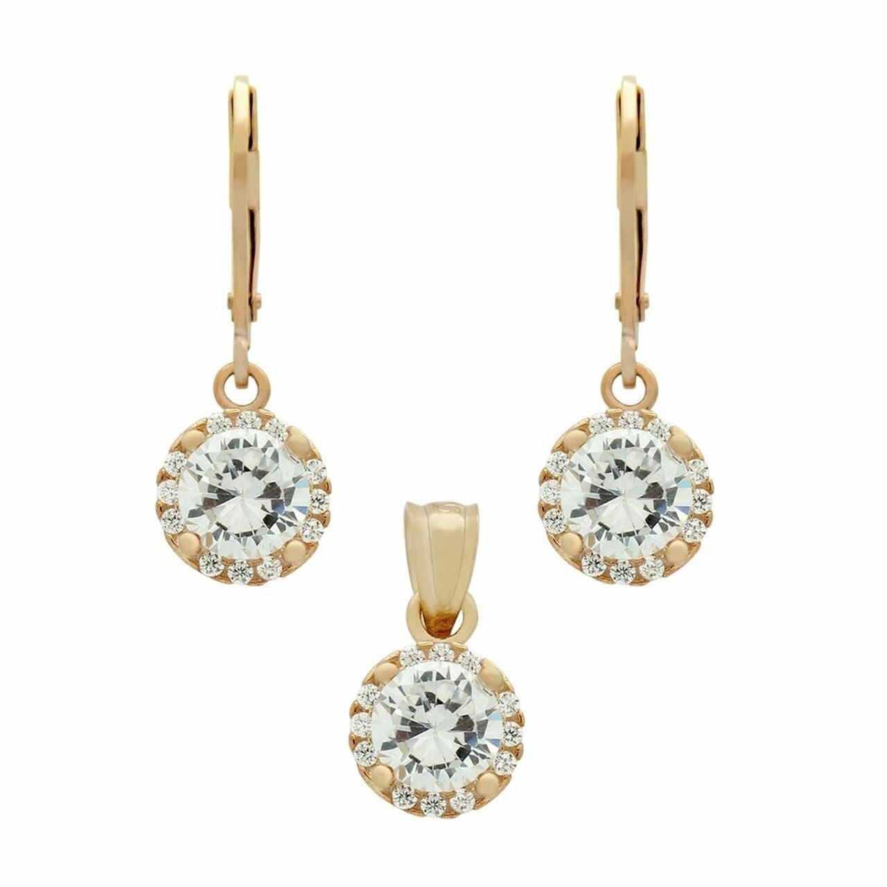 Set argint cu Zirconiu, BeSpecial, SSX0065, placat cu aur roz