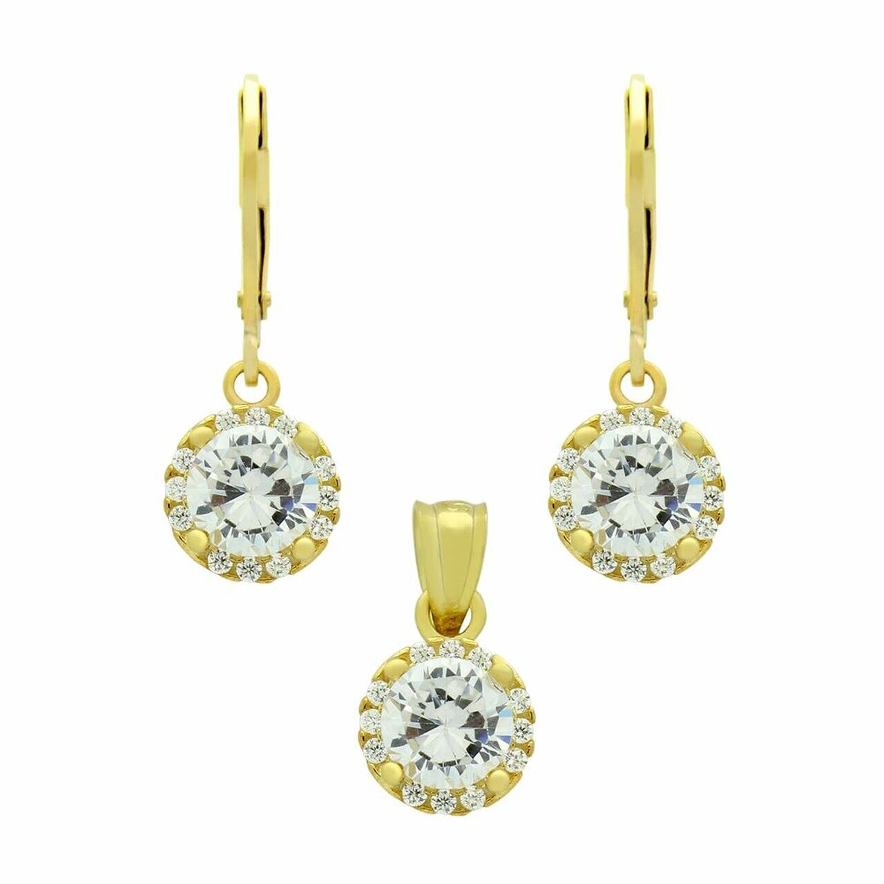 Set argint cu Zirconiu, BeSpecial, SSX0064, placat cu aur