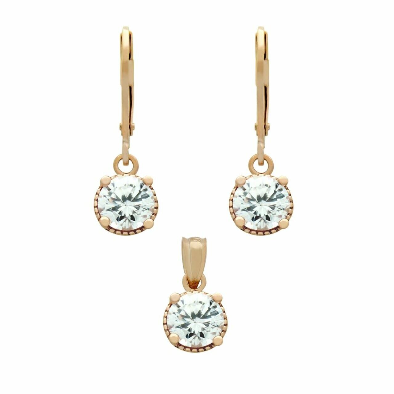 Set argint cu Zirconiu, BeSpecial, SSX0062, placat cu aur roz