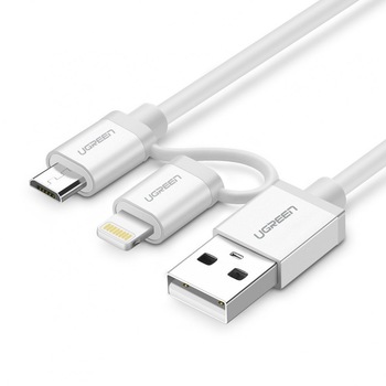 Cablu lightning usb a la micro usb 2 in 1 1m Gri Cablu lightning usb a la micro usb 2 in 1 1m Gri
