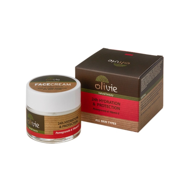 Crema de fata, Olivie, 24 de ore, filtru UV, cu ulei de masline organic, rodie si vitamina E, 60 ml